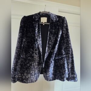 Rebecca Taylor Midnight Floral Velvet Blazer